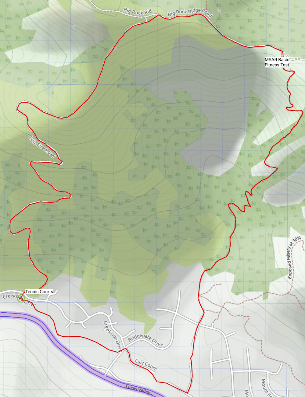 Basic fitness test topographic map